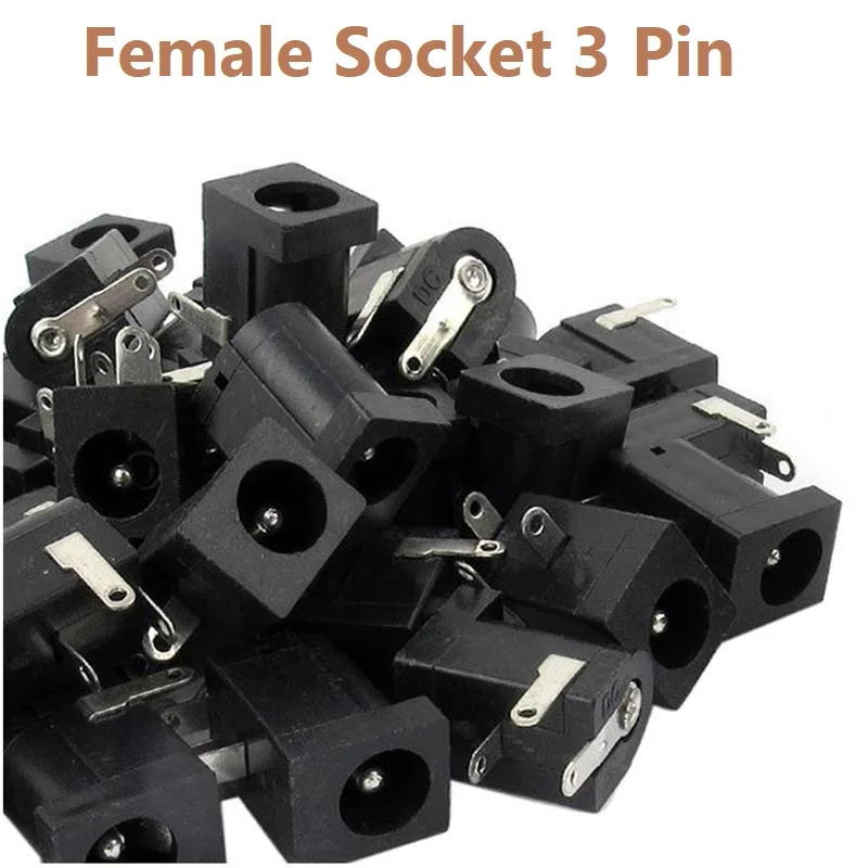 DC-005 5.5x2.1mm Right Angle DC Socket 3 Pin PCB Mount