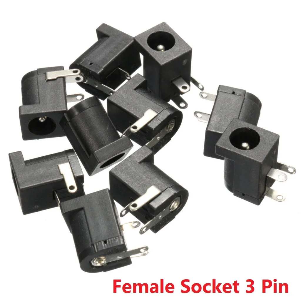 DC-005 5.5x2.1mm Right Angle DC Socket 3 Pin PCB Mount