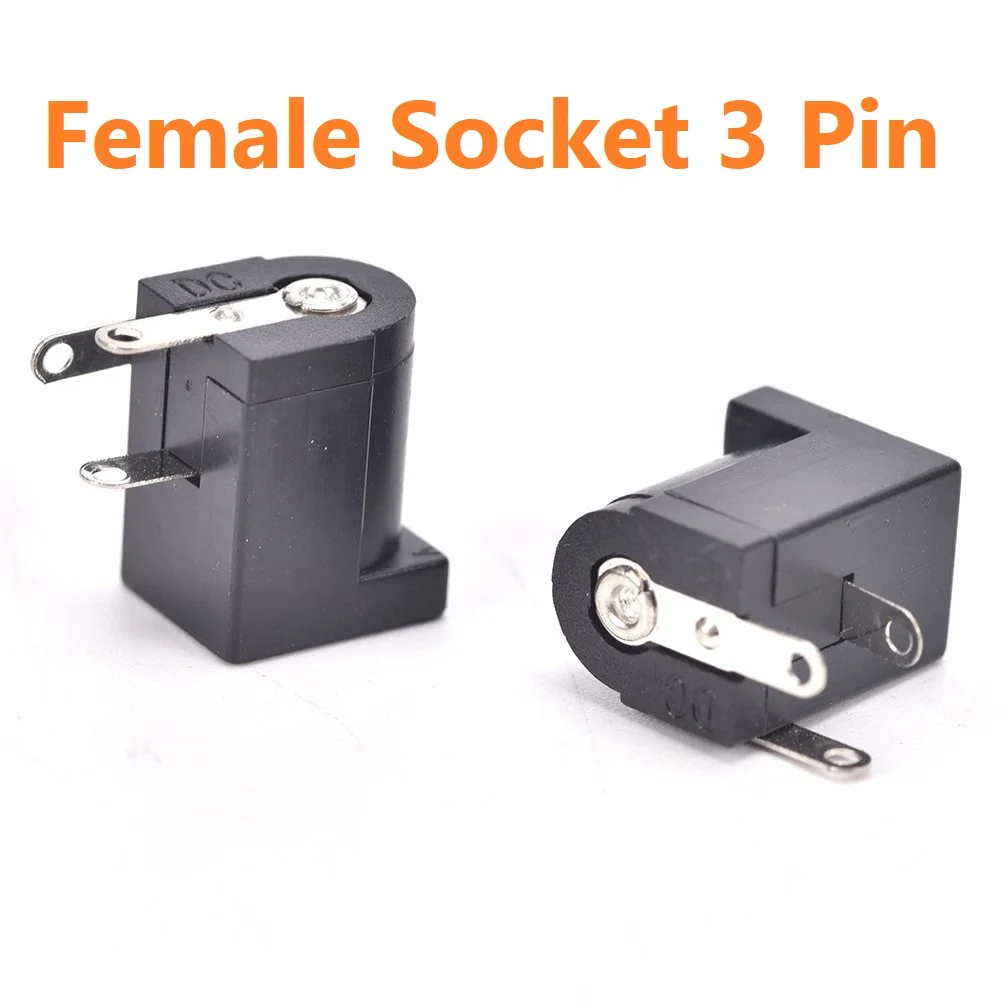 DC-005 5.5x2.1mm Right Angle DC Socket 3 Pin PCB Mount