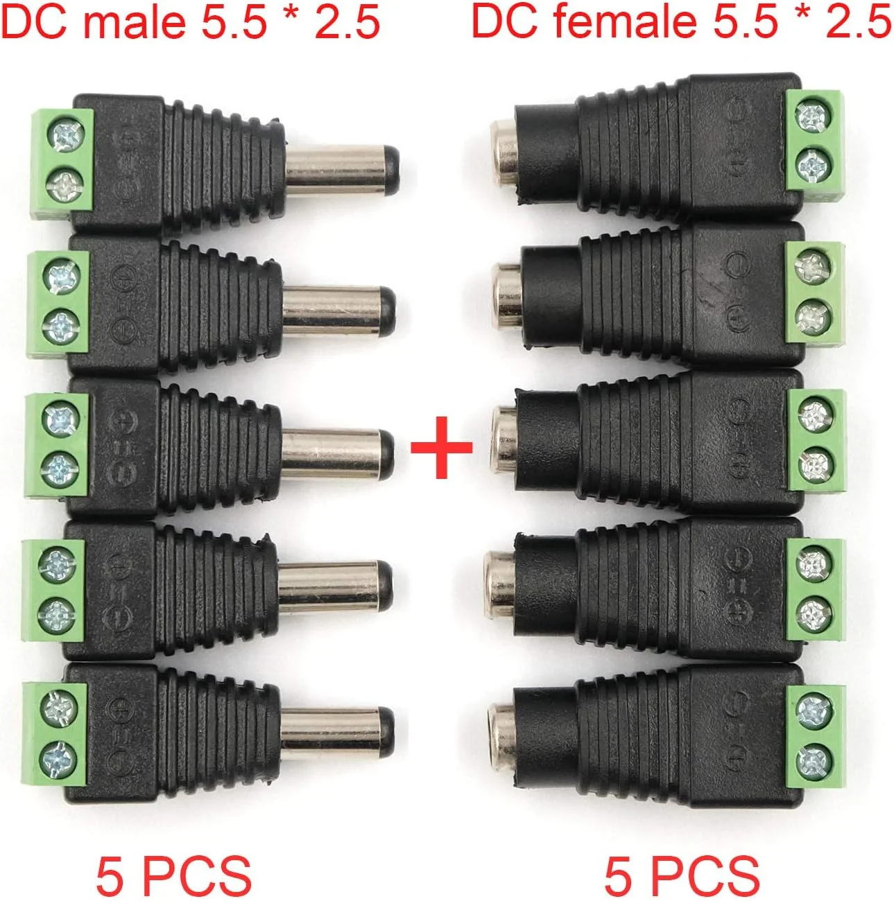1Pair- 2.1mm DC Male Female Barrel Screw Terminal Connector