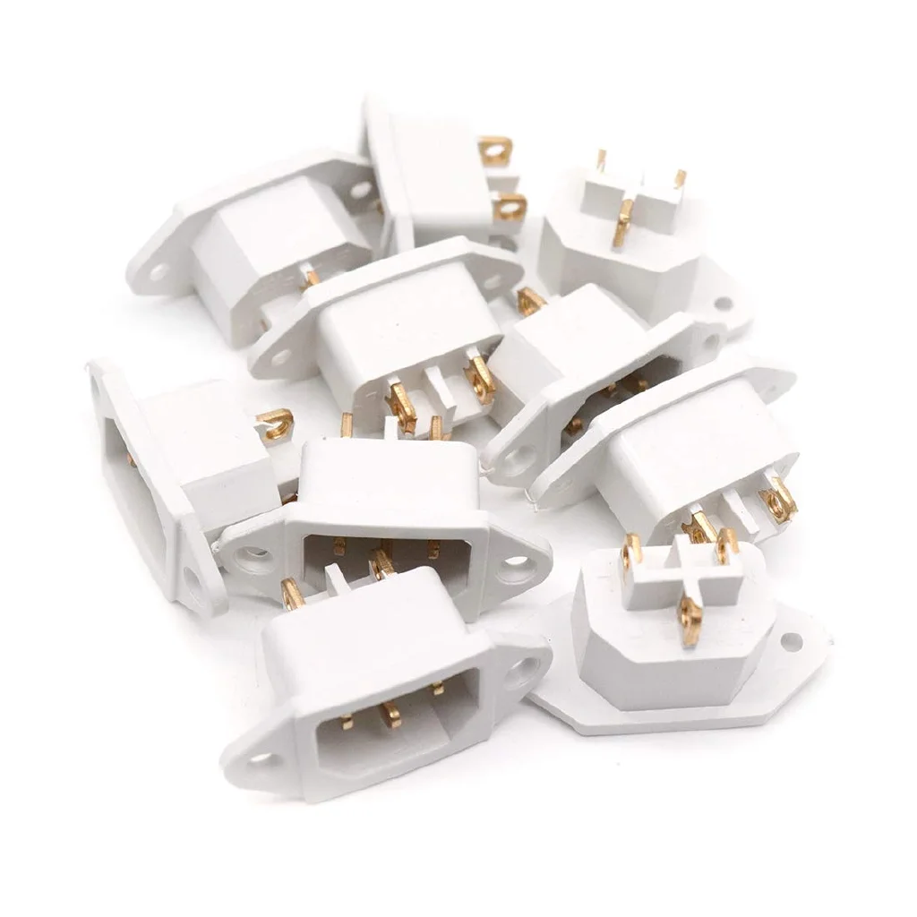 White IEC C14 Plug Socket Panel Mount 250V 10A Power