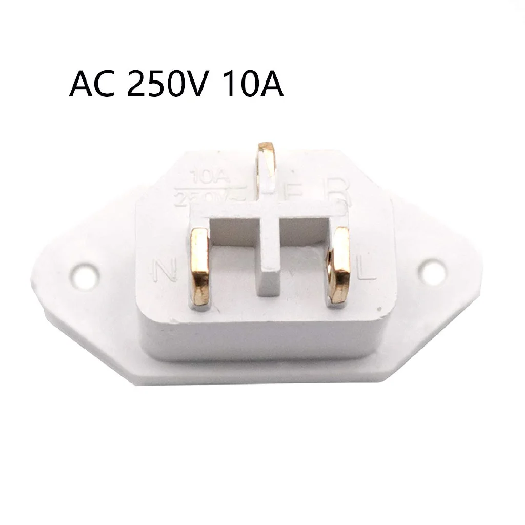 White IEC C14 Plug Socket Panel Mount 250V 10A Power