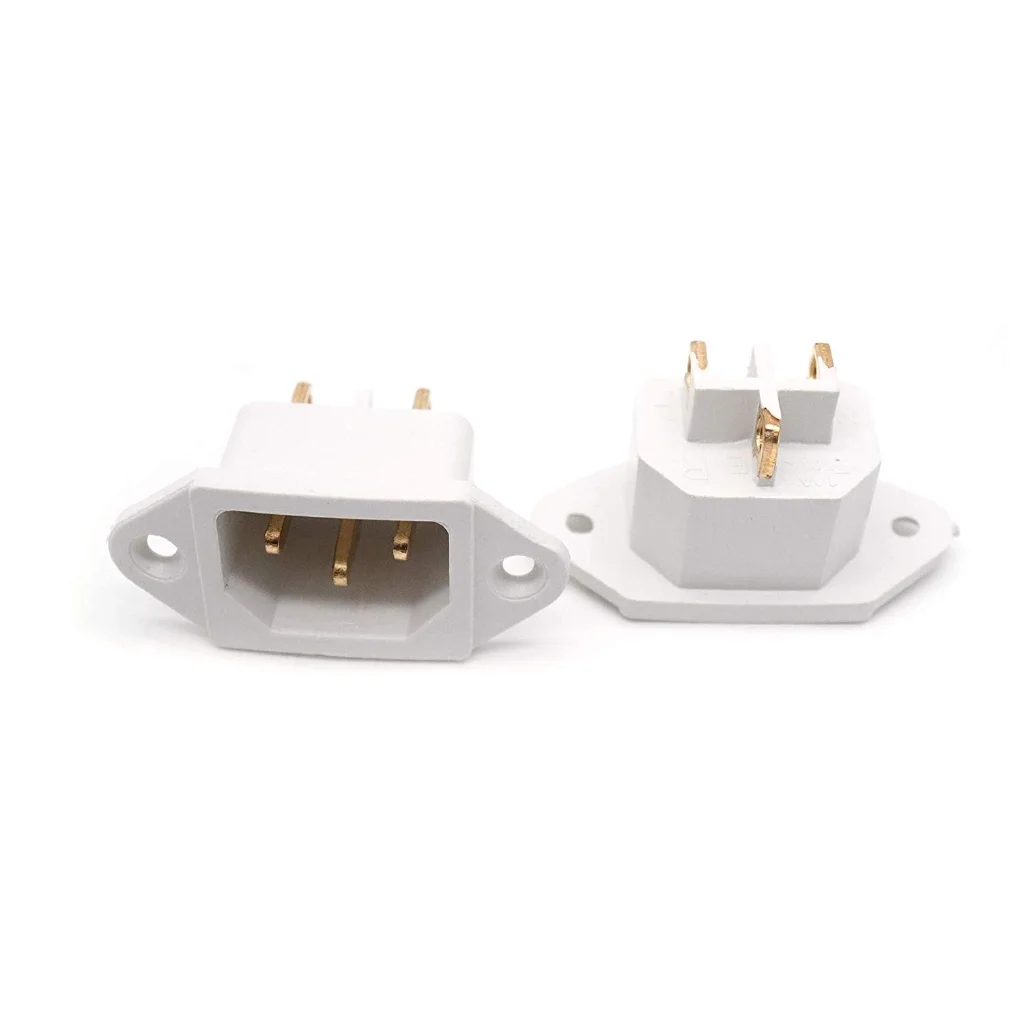 White IEC C14 Plug Socket Panel Mount 250V 10A Power