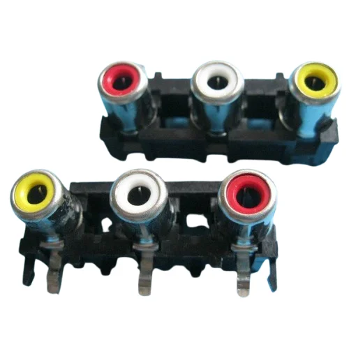 3 RCA Female AV Socket 3 Port Stereo PCB Mount Jack