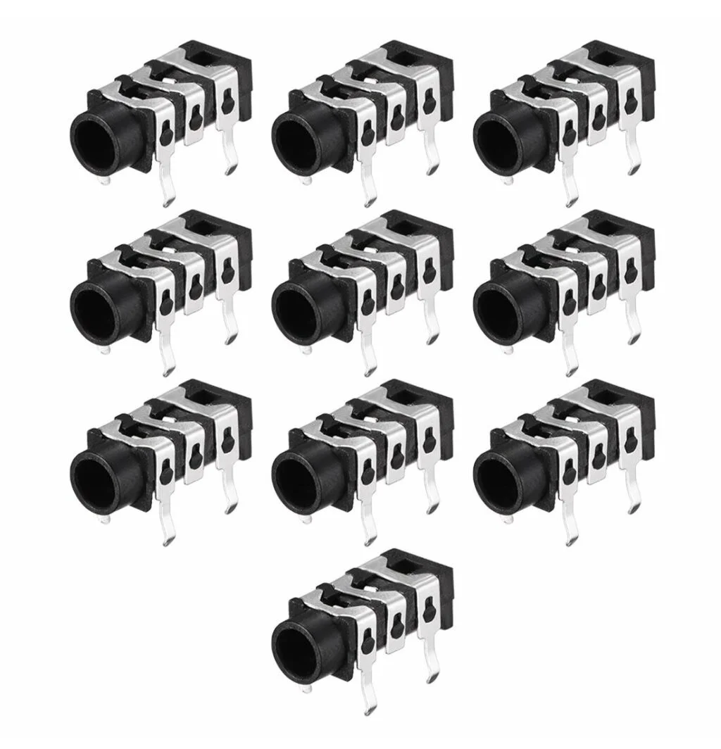PJ-313C 5 Pin Female 3.5mm Headphone Socket PCB Mount