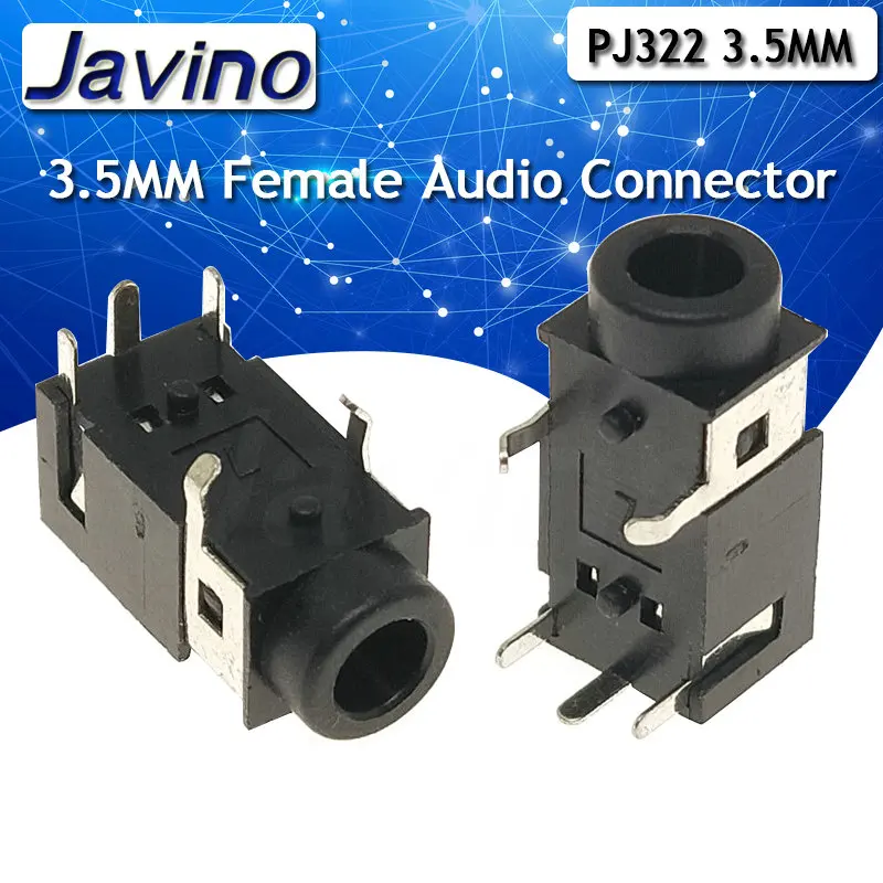 PJ322 3.5mm 4 Pin Female Audio Jack Socket PCB Mount