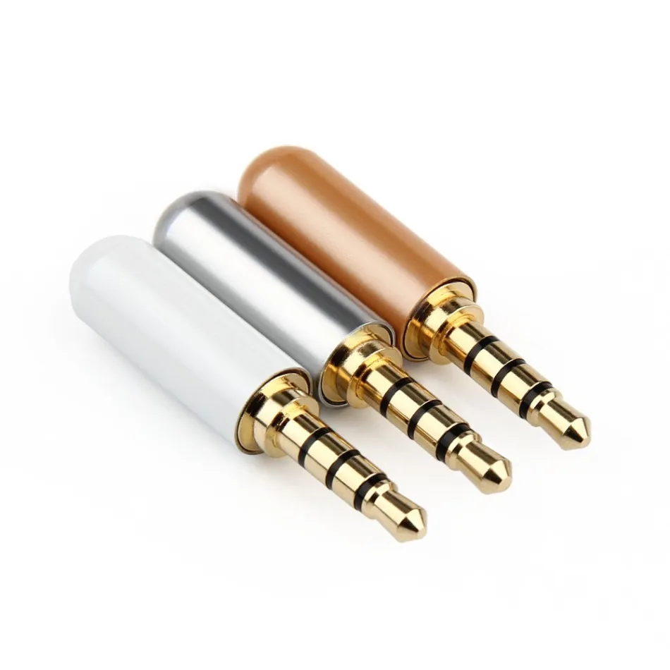 3.5mm 4 Pole Metal Audio Jack Male Plug for Headphones