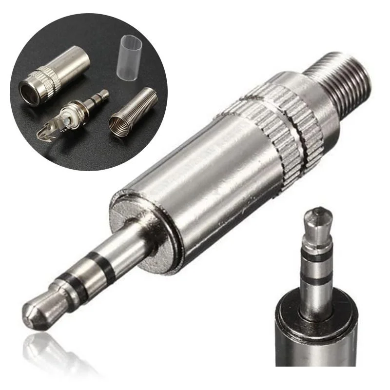 P106A 3.5mm Stereo Male Metal Audio Jack Connector Plug