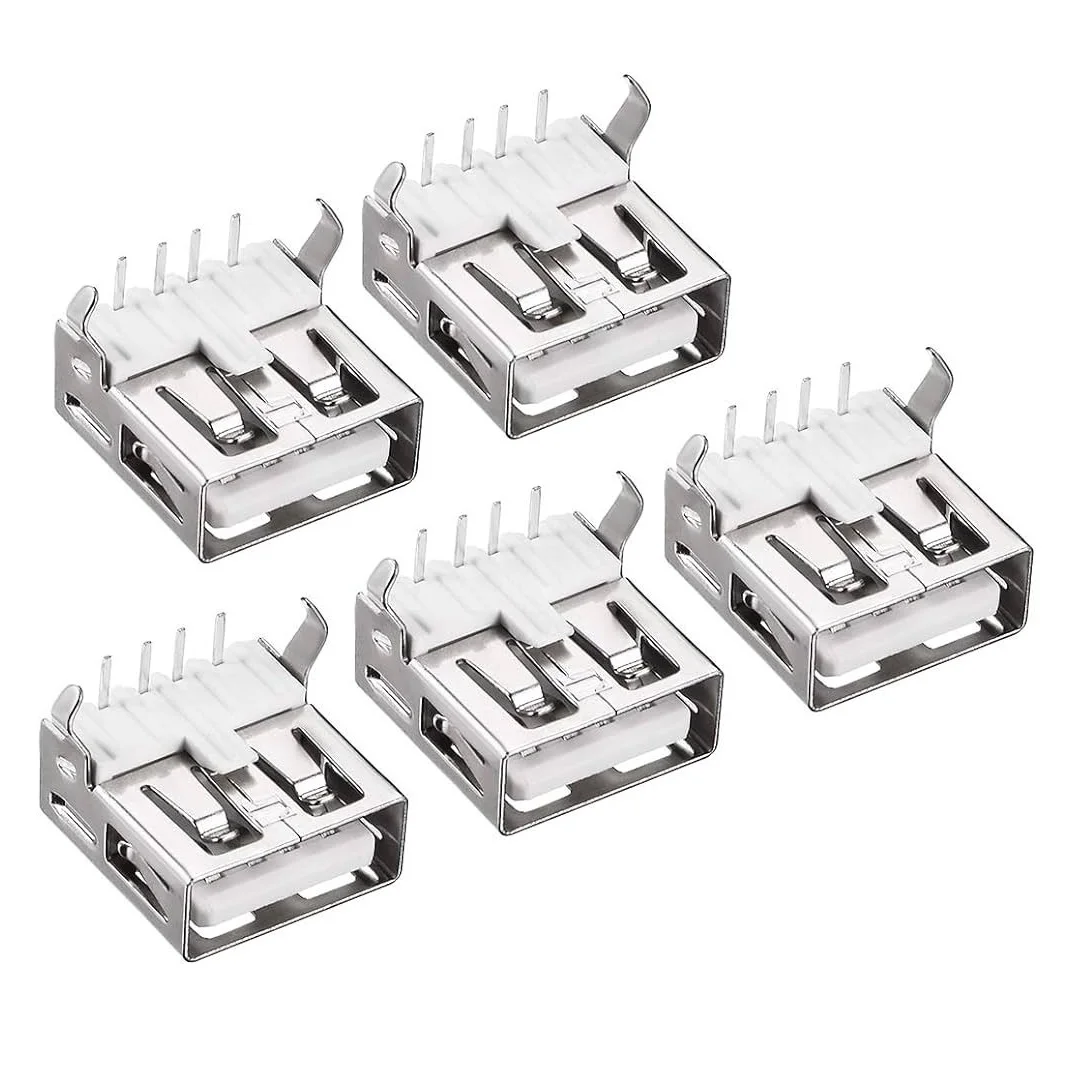Buy Angle Female USB 2.0 Type-A DIP Socket Panel Mount Plug