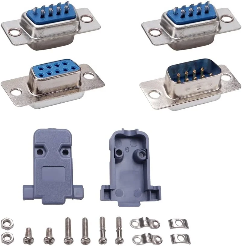 Buy DB9 Male & Female D-Sub RS232 Connector With Cover