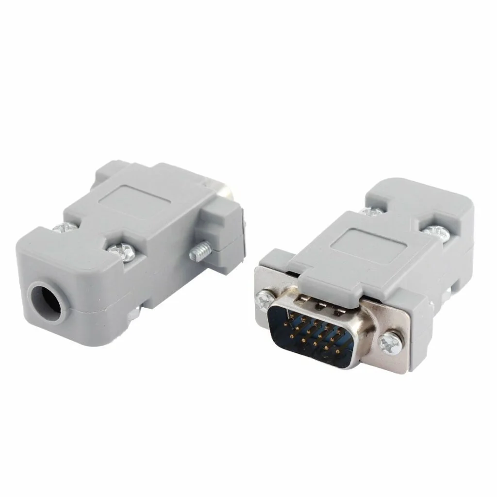 Buy DB15 15-Pin 3 Rows Male VGA Connector With Shell