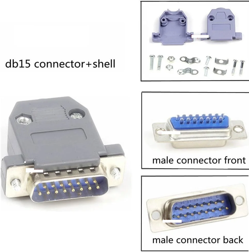 DB15 Male Female 15-Pin 2-Rows D-Sub Connector Set With Cover